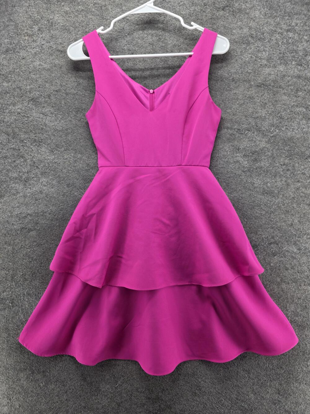 Lulus Dress Womens XS Pink Fit & Flare V-Neck Strappy Lined Party Cocktail
